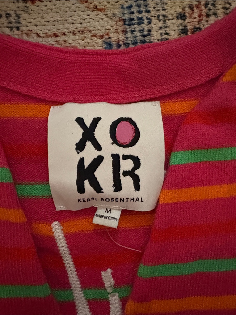 Kerri Rosenthal “Next Smile’s On You” Stripe Embroidered Sweater SZ M EUC - Picture 4 of 6
